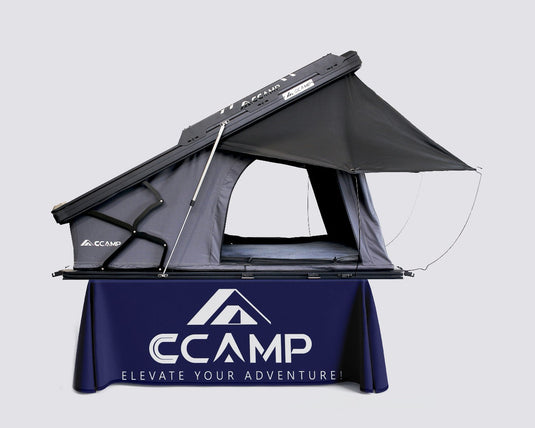 CCAMP roof top tent on a gray background