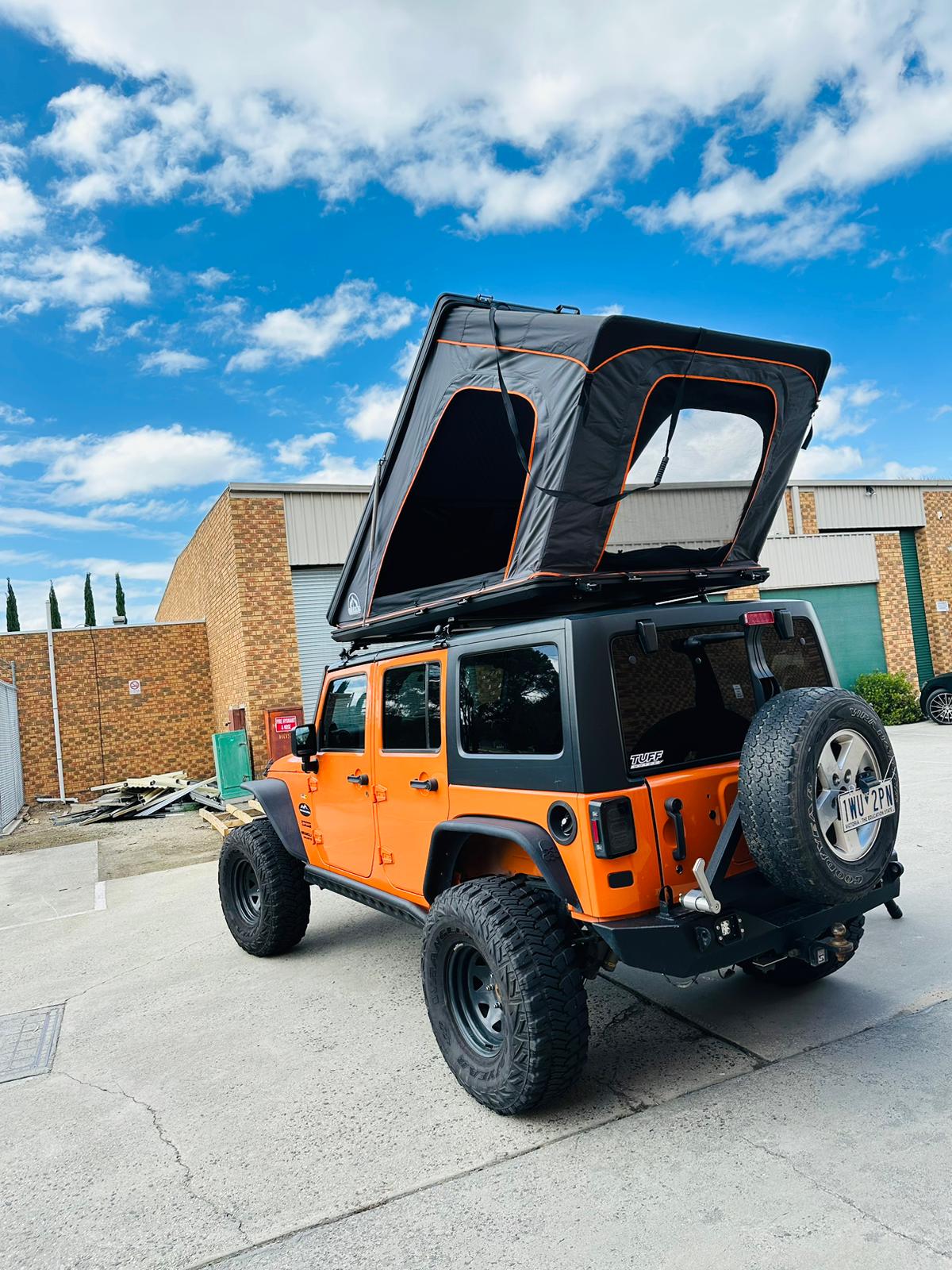 Superior rooftop tent on the car