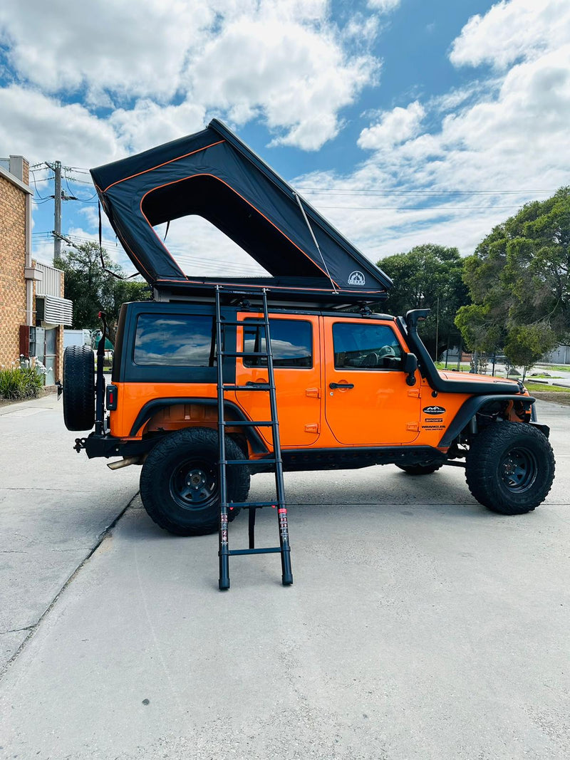 Load image into Gallery viewer, Right View of Superior Aluminum Triangle Rooftop Tent
