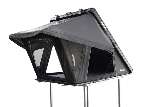 Black rooftop tent on a white background