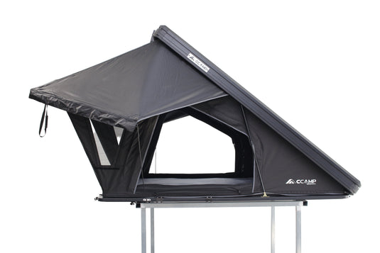 Black rooftop tent on a white background