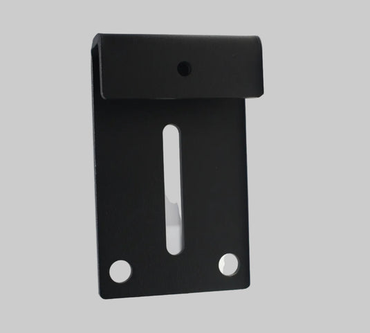 Black metal bracket on a white background